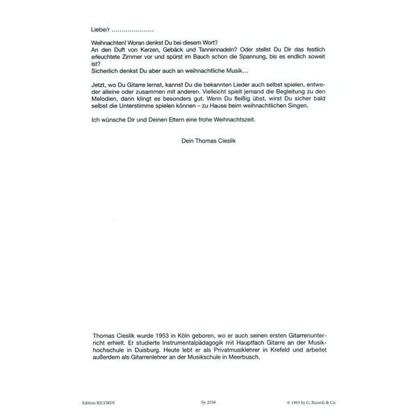 Ricordi Spielsachen Gitarre Weihnacht