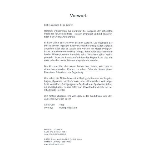 Schott Die Schönsten Popsongs 13