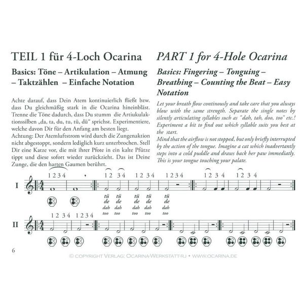 ocarinamusic Tutor for 4 and 6 hole Ocarina