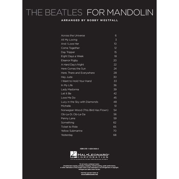 Hal Leonard The Beatles for Mandolin