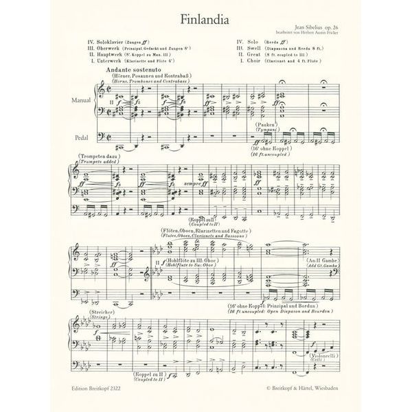 Breitkopf & Hrtel Sibelius Finlandia Orgel