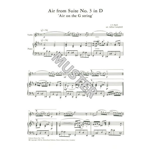 Edition Peters Bach Air D-Dur Violin/Piano