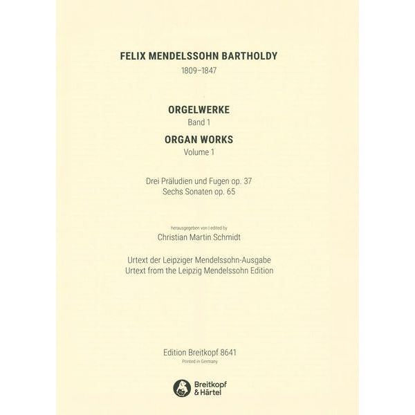 Breitkopf & Hrtel Mendelssohn Orgelwerke 1