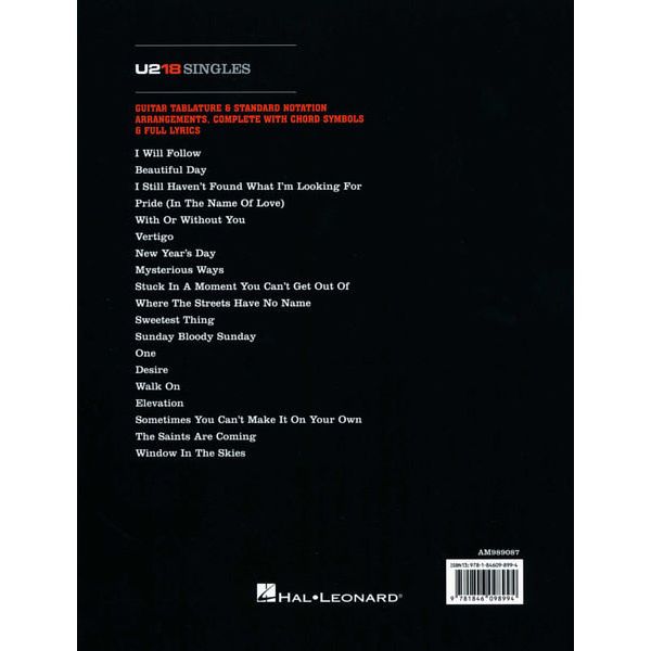 Wise Publications U2 18 Singles