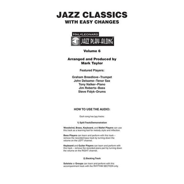 Hal Leonard Jazz Play-Along Jazz Classics