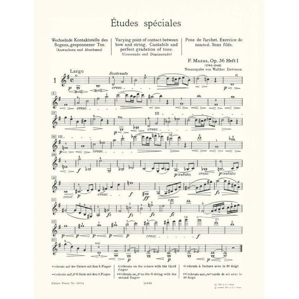 Edition Peters Mazas Etüden op.36 Heft 1