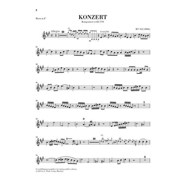 Henle Verlag Mozart Hornkonzert Nr. 1 D-Dur