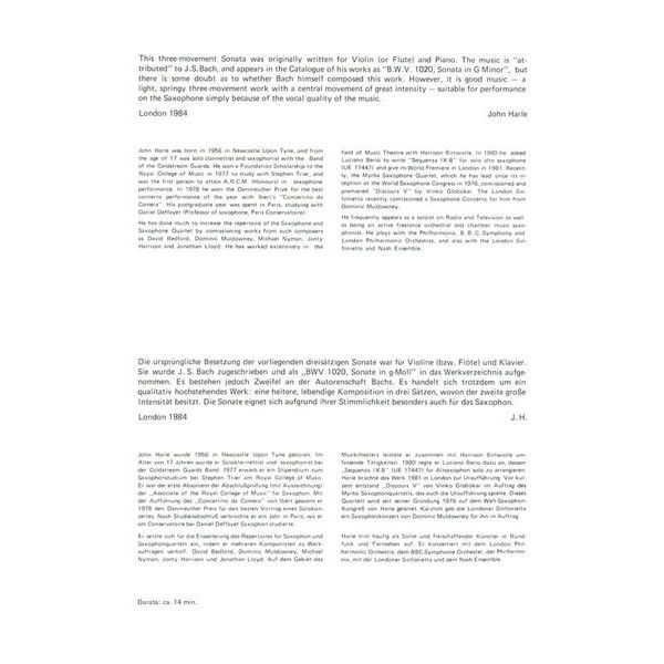 Universal Edition Bach Sonata g-Moll Sax