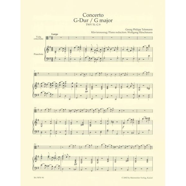 Brenreiter Telemann Concert G-Dur Viola