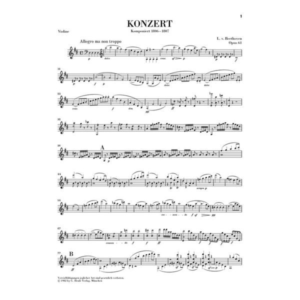 Henle Verlag Beethoven Violinkonzert D-Dur