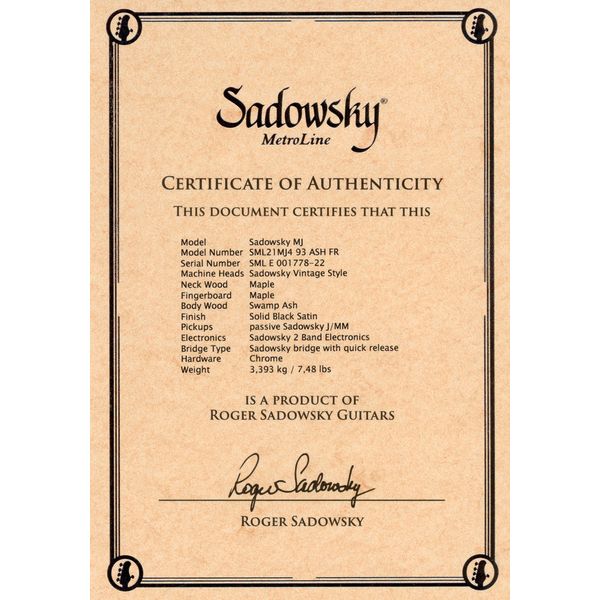 Sadowsky MetroLine 21-4 Vin MM SBK MN