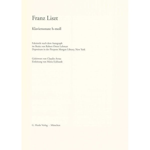 Henle Verlag Liszt Klaviersonate Faksimile