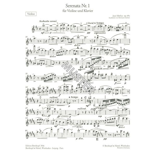 Breitkopf & Hrtel Sibelius Serenata D-Dur Violin