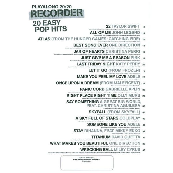 Wise Publications Playalong 20/20 Recorder