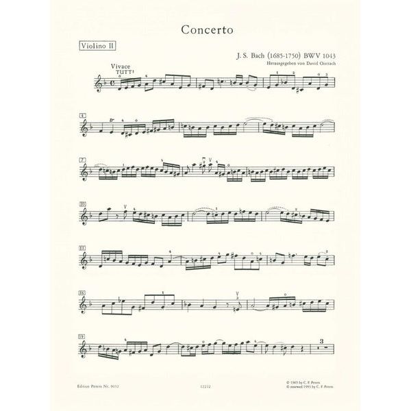 Edition Peters Bach Konzert für zwei Violinen