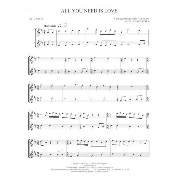 Hal Leonard The Beatles For Two Saxophones