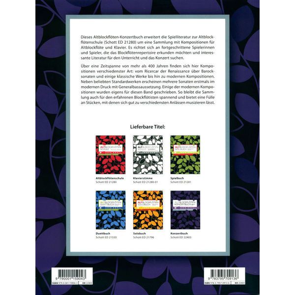 Schott Altblockflöten-Konzertbuch