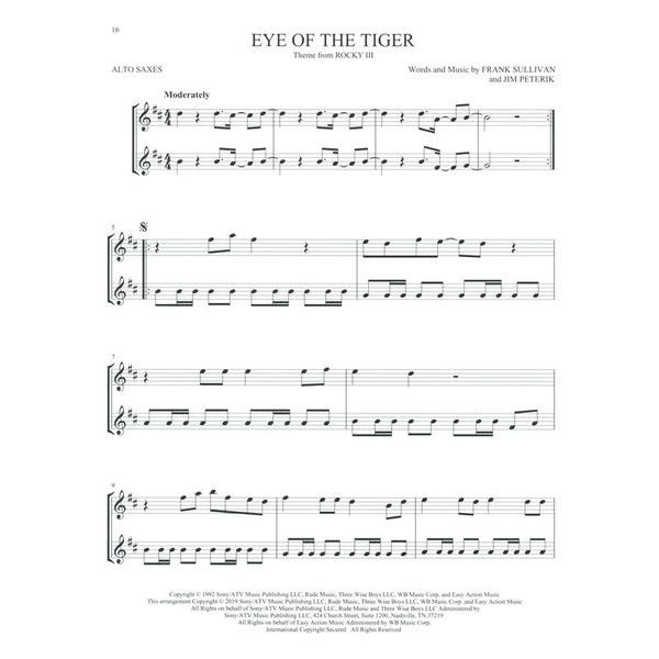 Hal Leonard Pop Classics For Two Alto Sax