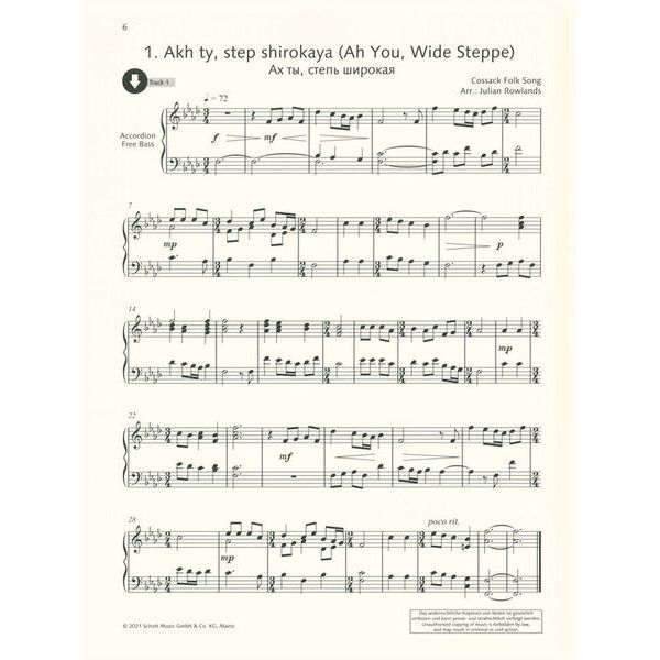 Schott Russian Folk Tunes Accordion