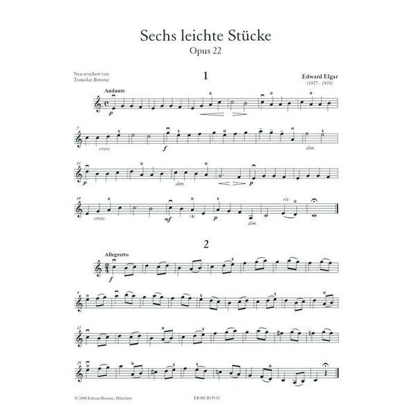 Edition Butorac Elgar 6 Leichte Stücke Violin