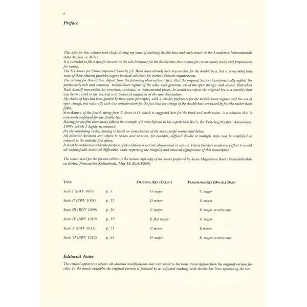 Ricordi Bach 6 Suites Double Bass