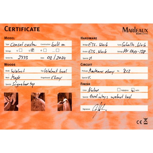 Marleaux Consat Custom 5 Walnut Burl