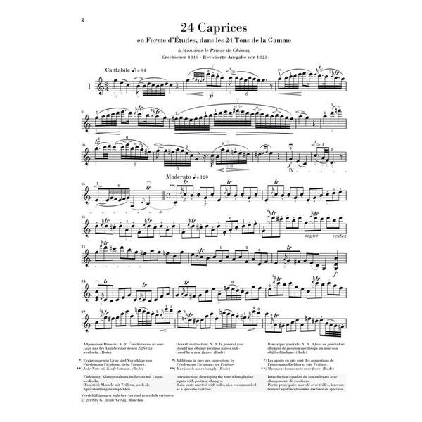 Henle Verlag Rode 24 Caprices Violin