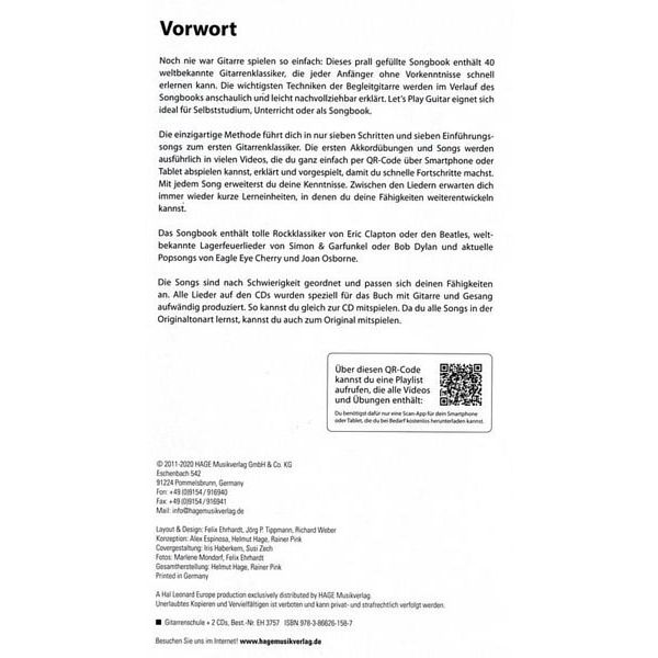 Hage Musikverlag Let's Play Guitar 1