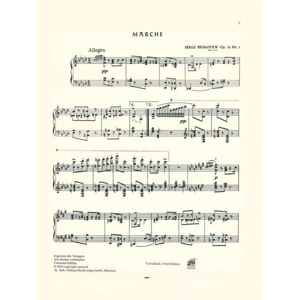 Robert Forberg Musikverlag Prokofjew Kleine Klavierstücke