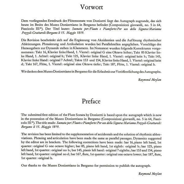 Edition Peters Donizetti Sonate Flute C-Dur