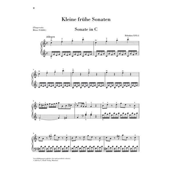 Henle Verlag Haydn Kleine frühe Sonaten