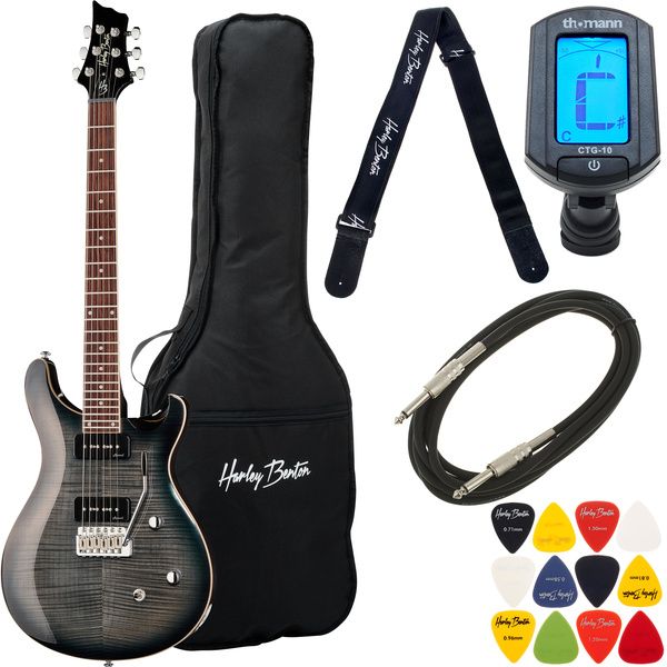 Harley Benton CST-24T P90 Black Flame Bundle