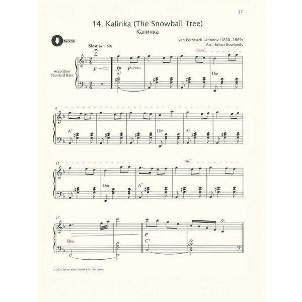 Schott Russian Folk Tunes Accordion