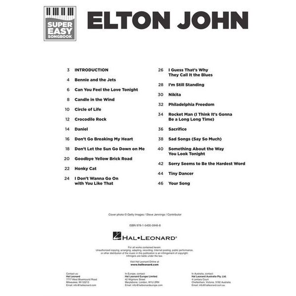 Hal Leonard Elton John Super Easy