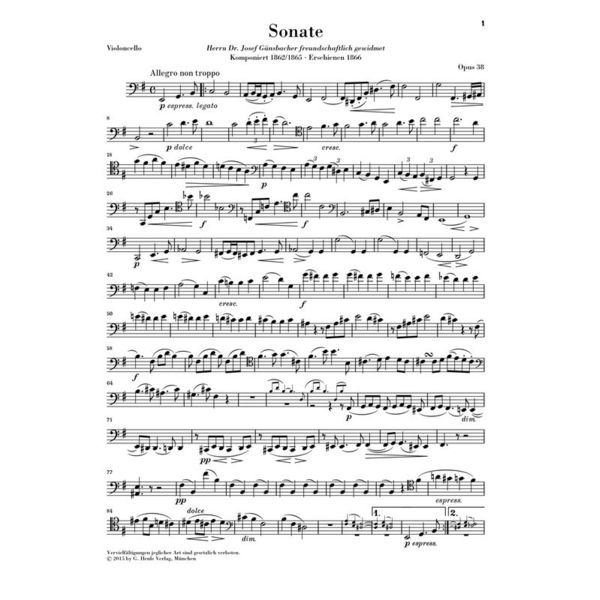 Henle Verlag Brahms Sonate e-moll Cello
