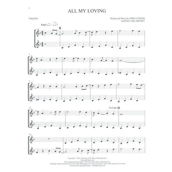 Hal Leonard The Beatles For Two Violins