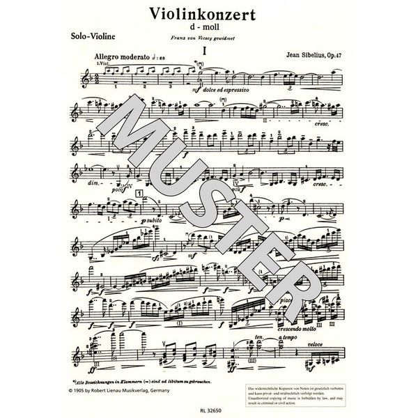 Musikverlag Robert Lienau  Sibelius Violin-Concert d-Moll