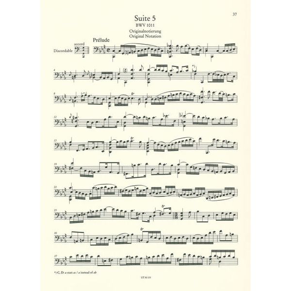 Wiener Urtext Edition Bach Suiten for Violoncello