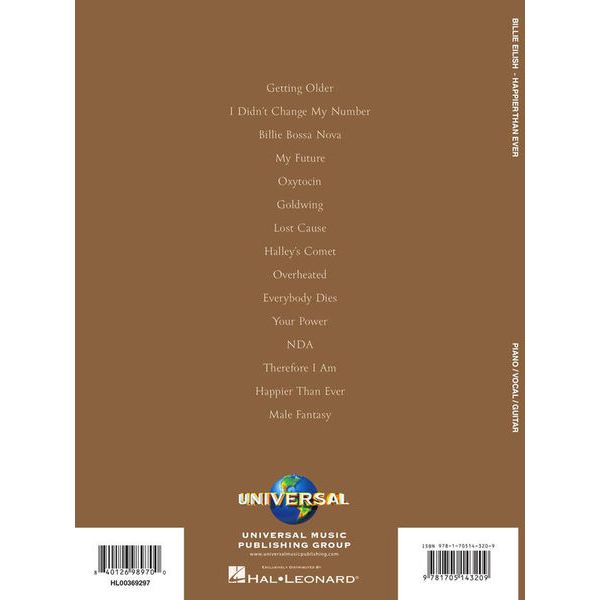 Hal Leonard Billie Eilish Happier Than