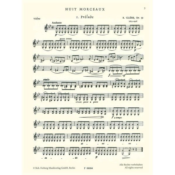 Robert Forberg Musikverlag Glière Huit Morceaux
