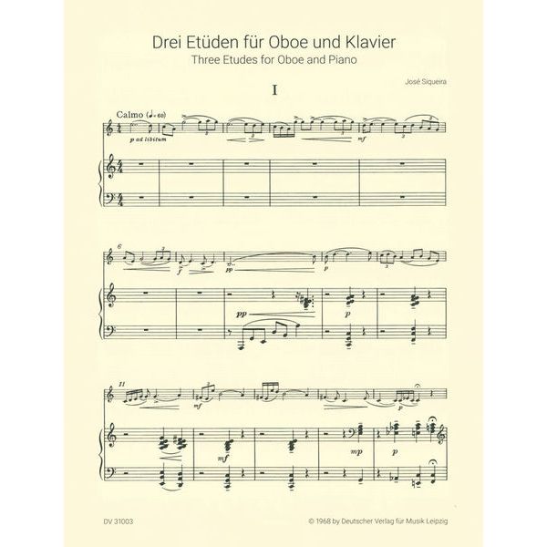 Breitkopf & Hrtel Siqueira 3 Etüden Oboe