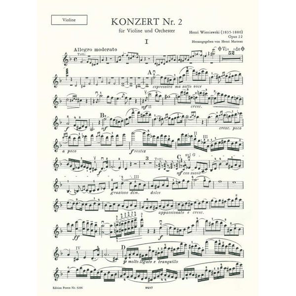Edition Peters Wieniawski Violinkonzert Nr. 2
