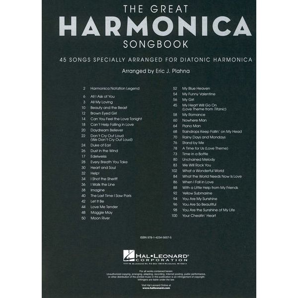 Hal Leonard The Great Harmonica Songbook