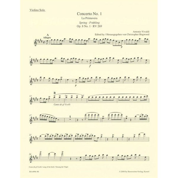 Brenreiter Vivaldi Die Vier Jahreszeiten