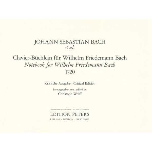 Edition Peters Clavier-Büchlein Wilhelm Fried