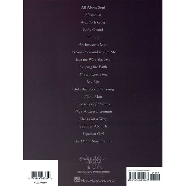 Hal Leonard Billy Joel Best Of Piano Solos