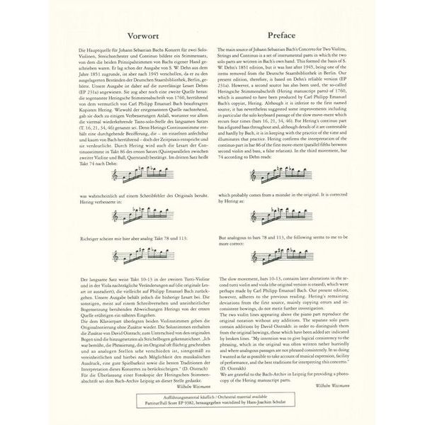 Edition Peters Bach Konzert für zwei Violinen