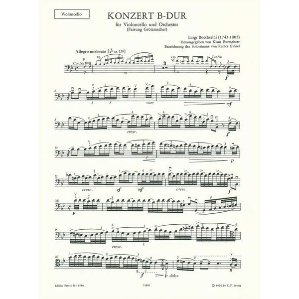 Edition Peters Boccherini Cellokonzert B-Dur