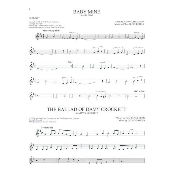 Hal Leonard 101 Disney Songs Clarinet