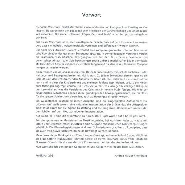Holzschuh Verlag Fiedel Max Vorschule Violine